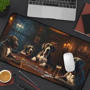 Alano Cani - Tappetino da scrivania per animali domestici - Whiskey Bar Pub Birra Poker Casinò - Cani GIOCARE A POKER CARTE