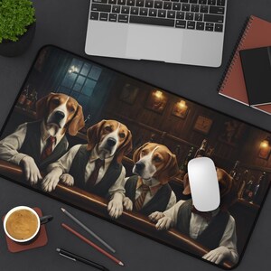 Tappetino da scrivania per animali domestici Beagle Dogs - Whiskey Bar Pub Birra Poker Casinò - Cani GIOCARE A POKER CARTE