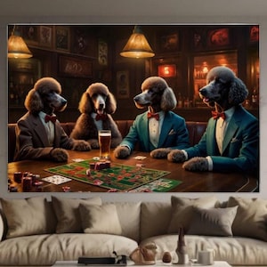 Barboncino Cioccolato Cani Whiskey Bar Pub Birra Poker Casinò - Cani GIOCARE A POKER CARTE Poster