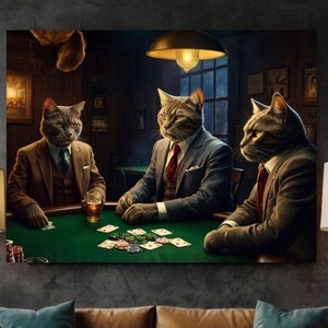 Cats Whisky Bar Pub Beer Poker Casino - Chats JOUANT AUX CARTES DE POKER Poster