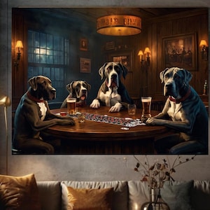 Alano Cani Whiskey Bar Pub Birra Poker Casinò - Cani GIOCARE A POKER CARTE Poster