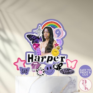 Olivias Cake Topper Custom Cupcake Topper Template SVG Sour Party Décoration de gâteau personnalisée Cupcake d'anniversaire
