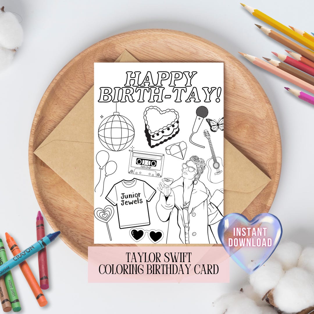 Coloring Cards Taylor Swift Birthday Era Swiftie Greeting Cards ...