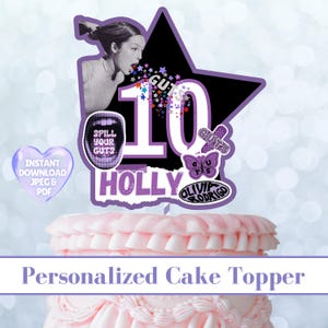 Topo de bolo roxo personalizado decoração de bolo modelo de aniversário topper de bolo personalizado decoração de bolo de aniversário festa de olivia