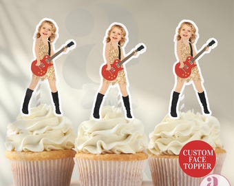 Taylor Custom Face Cupcake Topper Swifty Party Decor Personalized Cupcake Design Eras Outfit Cake Topper Birthday Decor