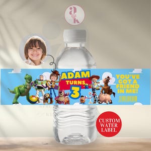 Cowboy Water Bottle Label Woodie Party Favor Toys Birthday Giveaways Cowboy Party Gift Party Treats Andy Toy Custom Face