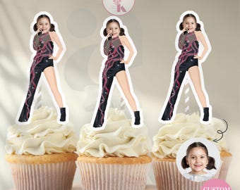 Swifty Cupcake Topper Custom Face Eras Tour Outfit Taylor Birthday Party Cupcake Design Taylor Outfit SVG Cake Topper