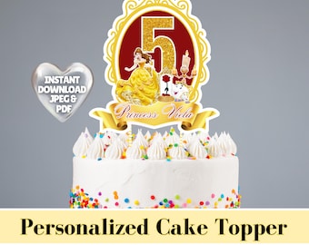 Cake Topper Princess Belle Cake Topper Beauty And The Beast Inspired Cake Decor Birthday Party Princess Design