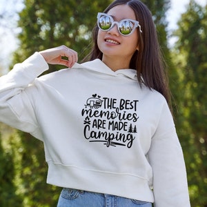 Hoodie with camper, Best Memories Camping Sweatshirt, Wilderness Adventure Gift, Cozy Outdoor Apparel, Camping Trip Souvenir,
