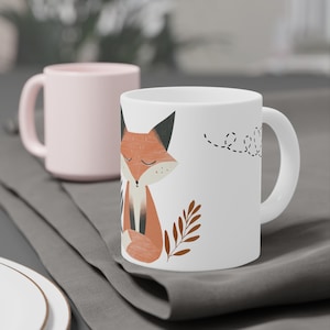 Zen Woodland Fox Ceramic Mug, Nature Lover, Coffee Cup, Fox lover, Mug birthday gift