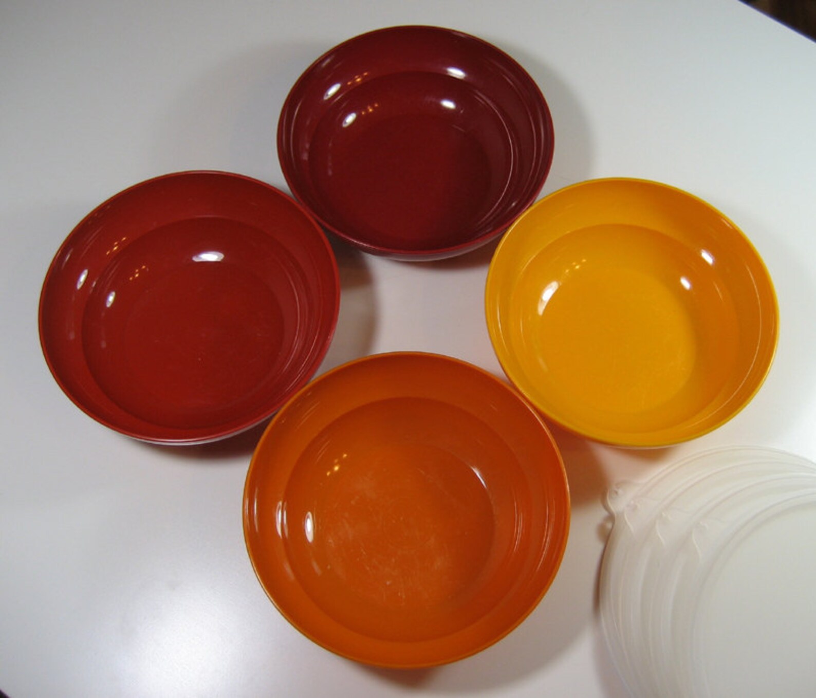 Tupperware 4 Cereal Bowls Harvest Colors with Lids 1970s Etsy