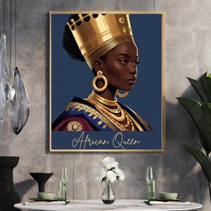 Nubian Queen Wall Art, African American Afrocentric Home Decor, Black Woman Art, African Wall Print, Melanin Queen Poster, African Queen