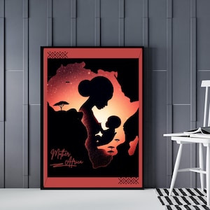 Mother Earth African Wall Art Printable – Afrocentric Digital Download, Black Woman Boho Art, Melanin Queen Poster Decor