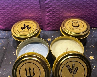 Greek Gods Candles, PERCY JACKSON Inspired SOY Candles– Handcrafted Mythology Scents for All Occasions, gifts for her, gifts for him- 4oz