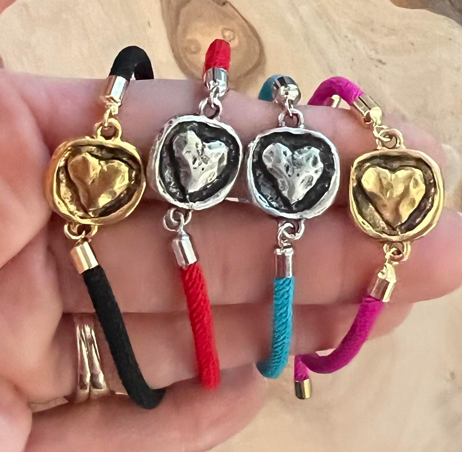 Handmade Heart Bracelet: Adjustable Artisan Cord Bracelet