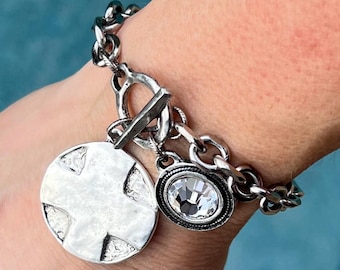 Silver Lord's Prayer Bracelet with Cross Charm