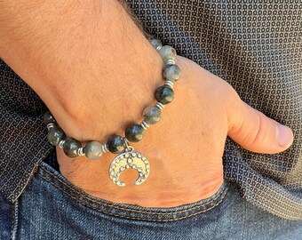 Half Moon Bracelet with  African Bloodstone Gemstone