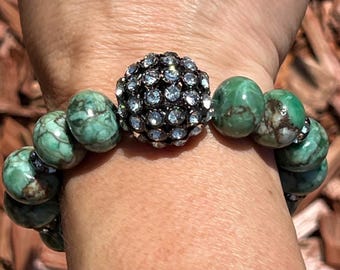 Green and Brown Chunky Jasper Gemstone Bracelet