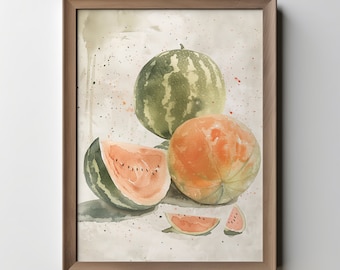 Watermelon digital art, Watermelon print, Watermelon wall art, Red watermelons, Watermelon printable art