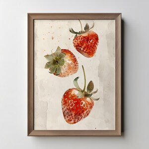 Strawberry digital art, Strawberry print, Strawberry wall art, Red strawberries, Strawberries printable art