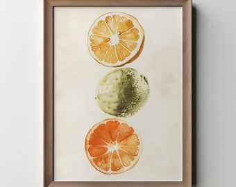 Arte digital de naranjas, impresión de naranjas, arte de pared de naranjas, impresión de tres naranjas, arte imprimible de naranjas
