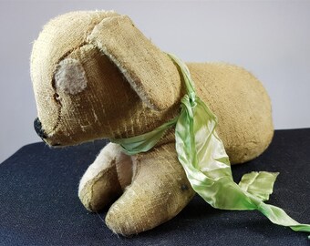 Antique Straw Filled Dog Soft Toy Animal Early 1900's