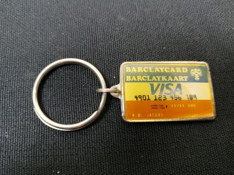 Vintage Advertising Keychain Key Chain Key Ring Visa Credit Card Barclaycard Novelty Shaped 1980/'s