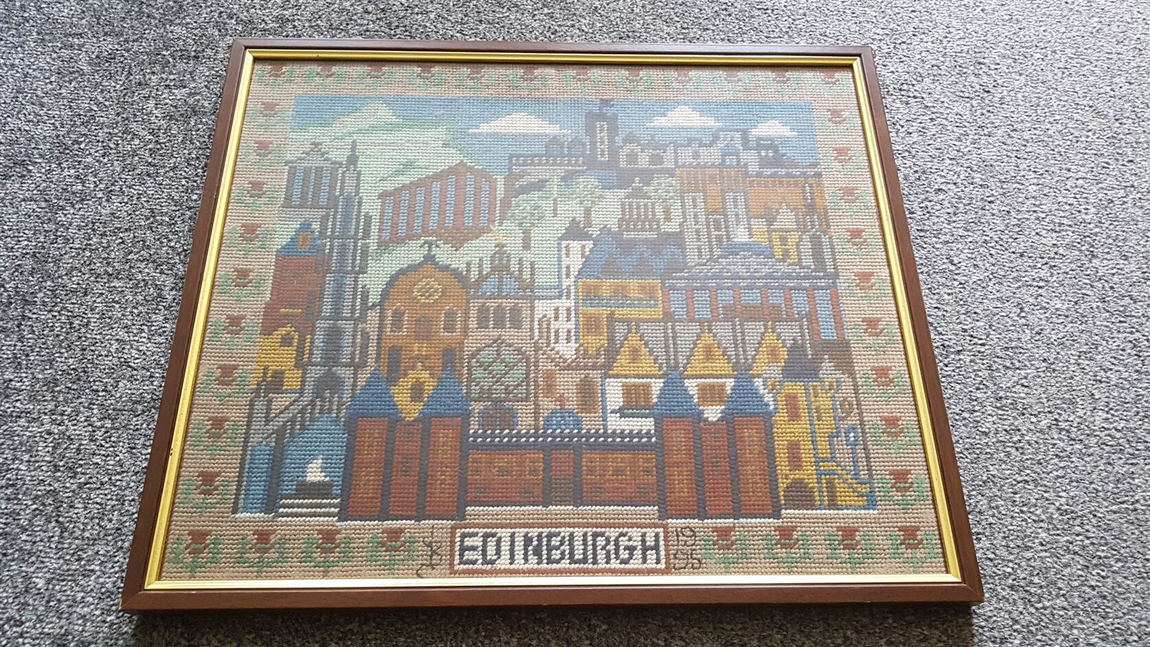 Vintage Edinburgh Scotland Cityscape Needlepoint Tapestry in Etsy