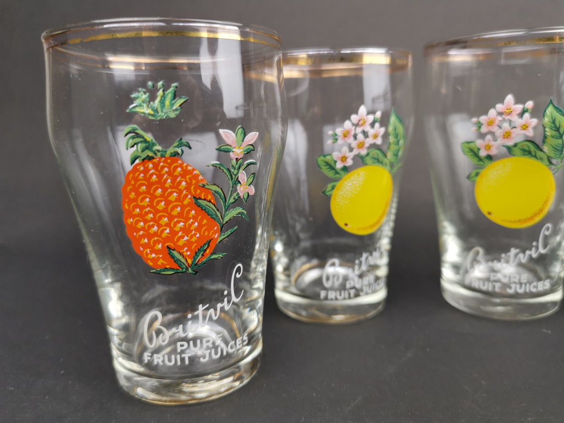 Vintage Advertising Drinking Juice Glasses Britvic Fruit Juice Etsy