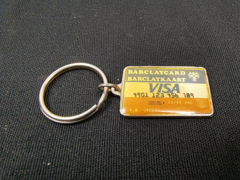 Vintage Advertising Keychain Key Chain Key Ring Visa Credit Card Barclaycard Novelty Shaped 1980/'s