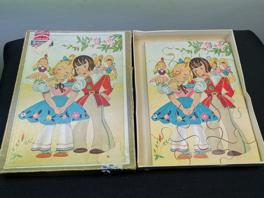 Vintage Jigsaw Puzzle Wooden Wood With Interlocking Pieces Etsy