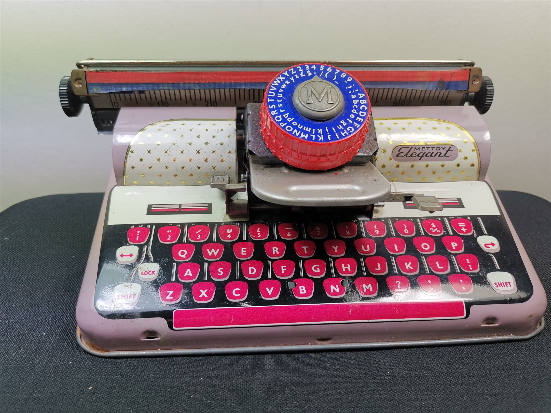 Vintage Tin Toy Typewriter Mettoy Elegant Purple White Pink Red 1950's Mid  Century Tinplate Made in Great Britain British