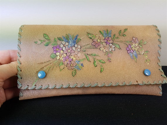 Vintage Clutch Bag Purse Early Plastic with Hand P
