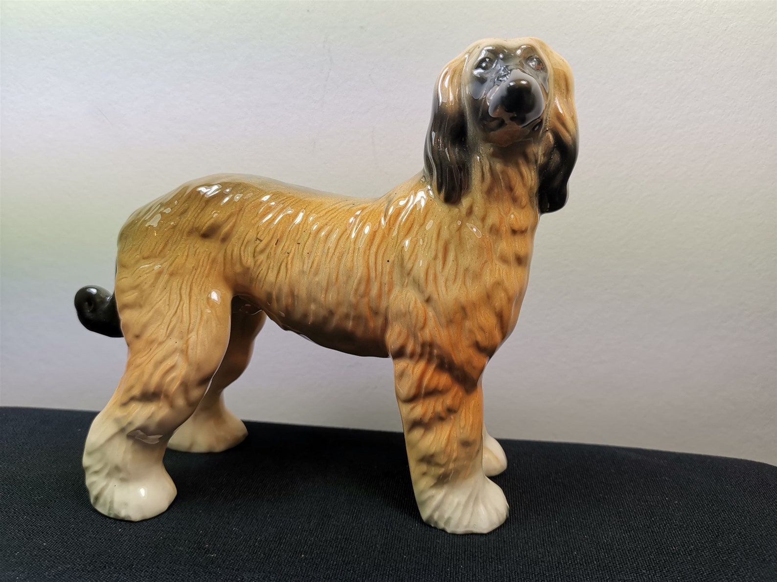 Vintage Afghan Hound Dog Ceramic Pottery Figurine Statue Brown Etsy