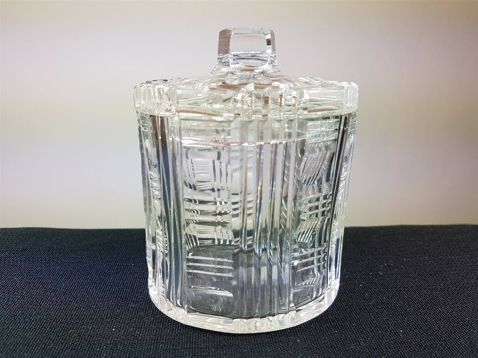 Vintage Cut Crystal Glass Jar for Honey Jam Mustard Sugar Etsy