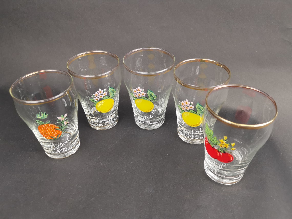 Vintage Advertising Drinking Juice Glasses Britvic Fruit Juice Etsy