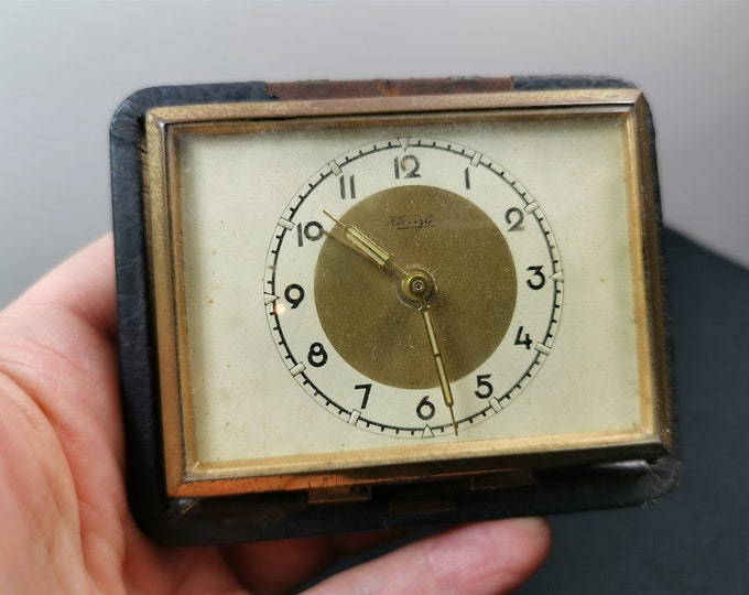 Vintage Kienzle Travel Alarm Clock in Leather Case German Etsy