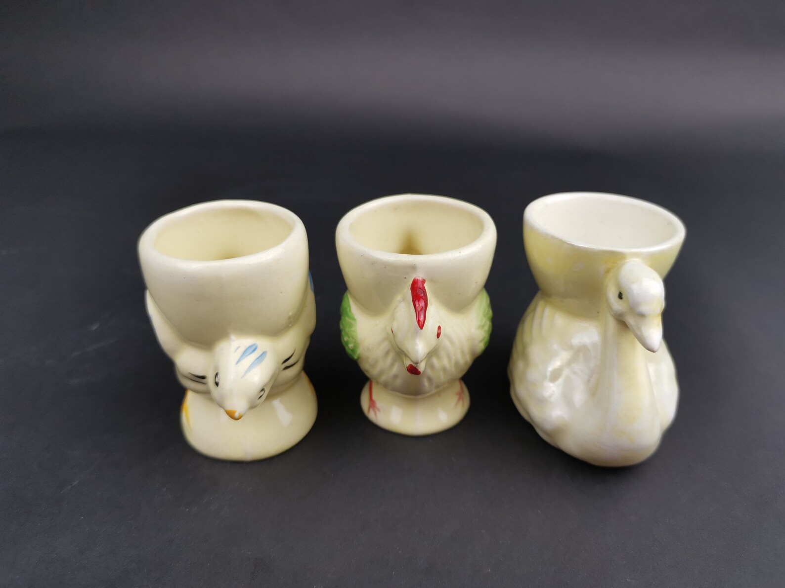 Vintage Animal Bird Egg Cups Set of 3 Baby Chick Chicken Hen Etsy