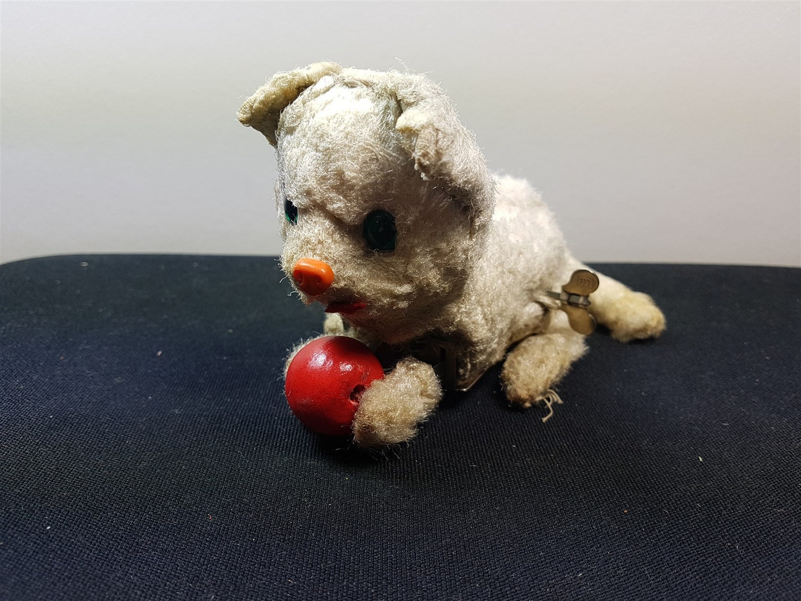 Vintage Wind up Cat and Ball Toy Animal White Faux Fur Etsy