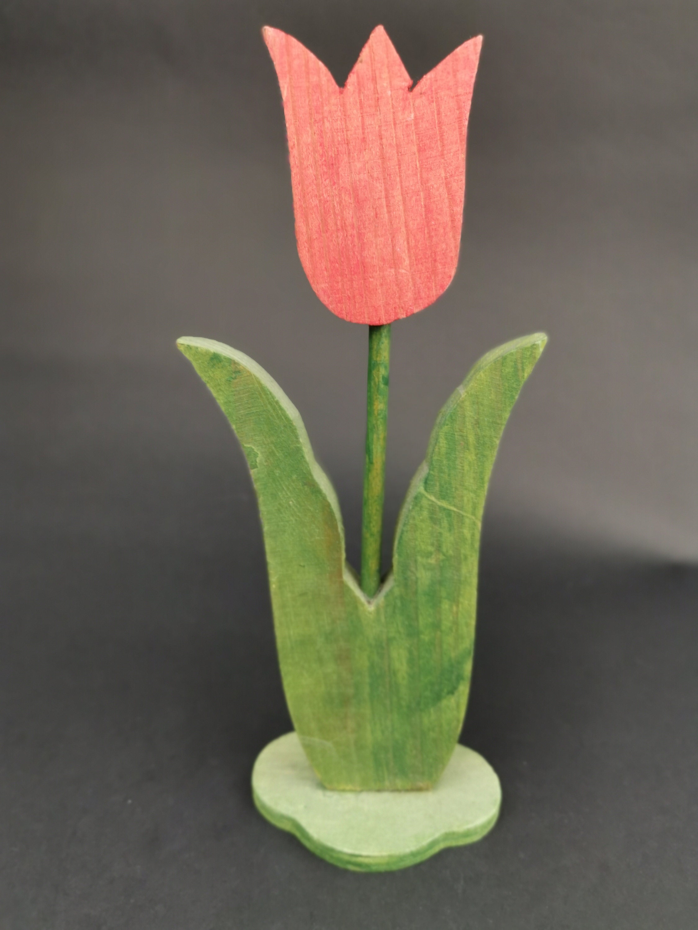 Vintage Wooden Pink Tulip Flower Sculpture Wood Hand Made Etsy