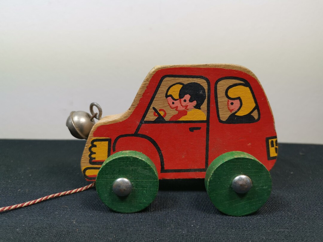 Vintage Wood Car Pull Toy Wooden 1970's - Etsy