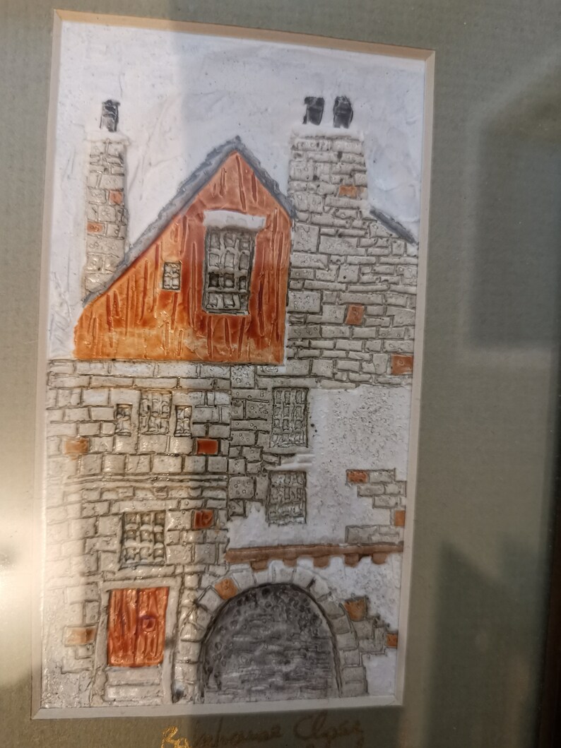 Vintage Ceramic Pottery Wall Hanging Landscape Framed Original Etsy