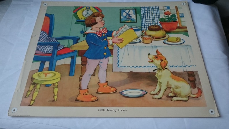Vintage Little Tommy Tucker Nursery Rhyme Children's Room | Etsy