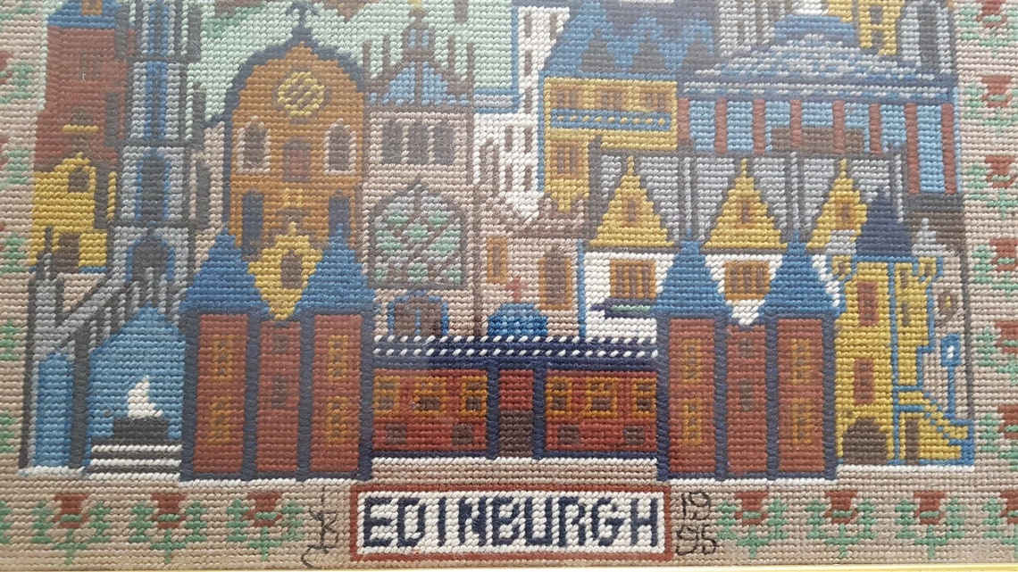 Vintage Edinburgh Scotland Cityscape Needlepoint Tapestry in Etsy