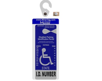 Handicap Placard Holder with Magnetic Hook &  Storage Magnet, Made in USA
