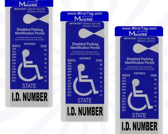 Mirortag Holder 3-Pack - Handicap Parking Placard Protector used to Magnetically attach to Hook, Charm, Suction Cup or Peel & Stick Magnet.