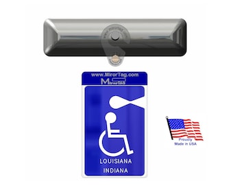 Handicap Parking Placard Tag Holder - Short Size for Louisiana & Indiana States Disability Parking IDs. Fits Tags up to 6"x4". Made in USA