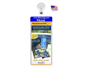 Handicap Placard Protective Holder with Suction Cup. Magnetically Display & Remove your Parking Permit with your eyes closed. Made in USA