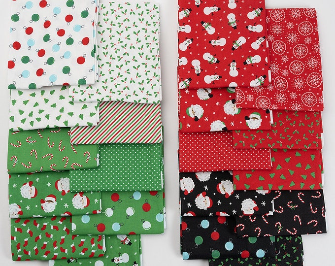 Holiday Christmas, Fat Quarter Bundle, 20pc, Moda, Christmas Fabric ...