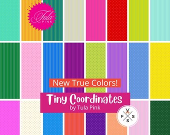 PRE-ORDER, Full Yard Bundle, Tula Pink New True Colors - Tiny Coordinates, 24pc, Free Spirit Quilt Fabric Bundle, May 2022 Release